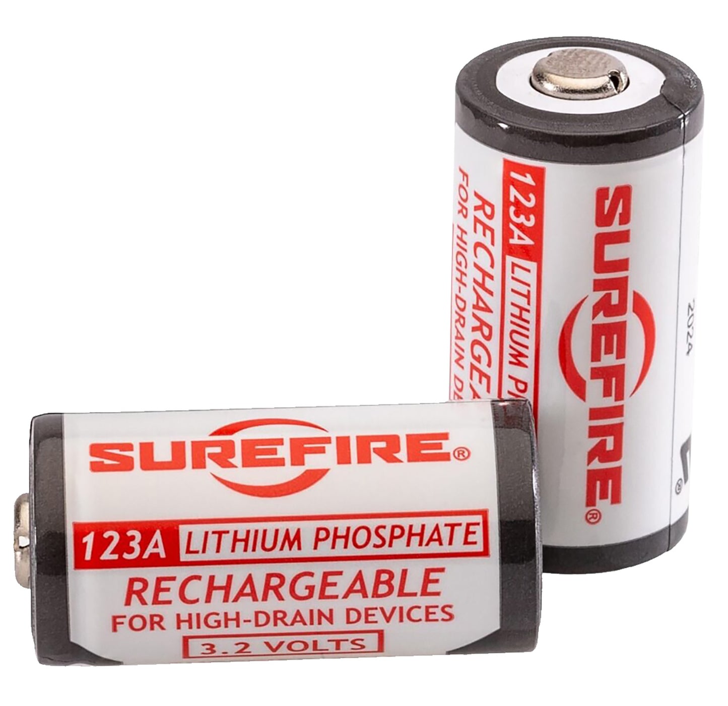 SureFire | 123A Batteries White/Black 3.2 Volts 450 mAh (2) Single Pack Rechargeable Batteries