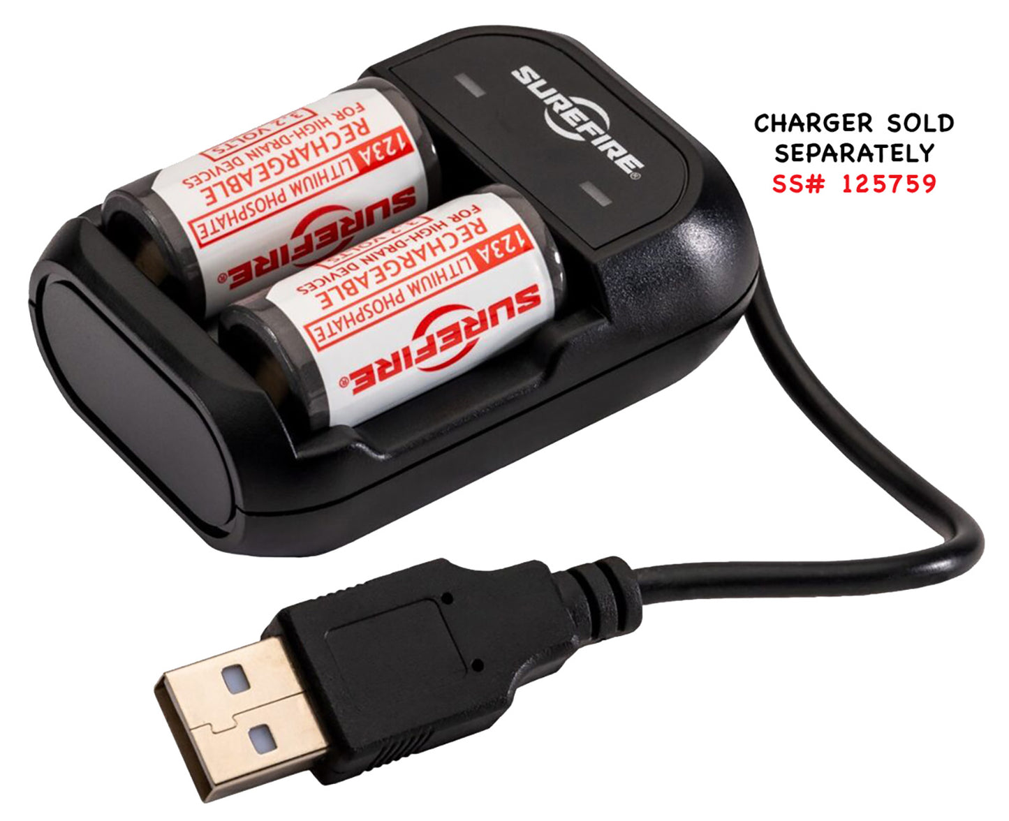 SureFire | 123A Batteries White/Black 3.2 Volts 450 mAh (2) Single Pack Rechargeable Batteries